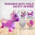 thumbnail image 4 of Plush Purple and Pink Unicorn Bounce & Ride-on Inflatable Hopper Toddler Toy with Pump, 4 of 5