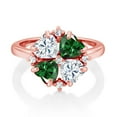 thumbnail image 2 of Gem Stone King 18K Rose Gold Plated Silver White Moissanite and Green Nano Emerald Ring for Women (1.92 Cttw, Heart Shape 5MM, Gemstone Birthstone, Size 6), 2 of 3