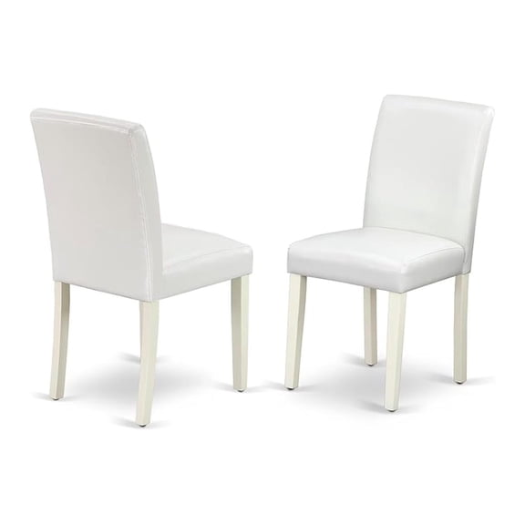 ABP2T64 Abbott Classic Parson Dining Chairs - White Faux Leather Upholstered Chairs, Set of 2, Linen White