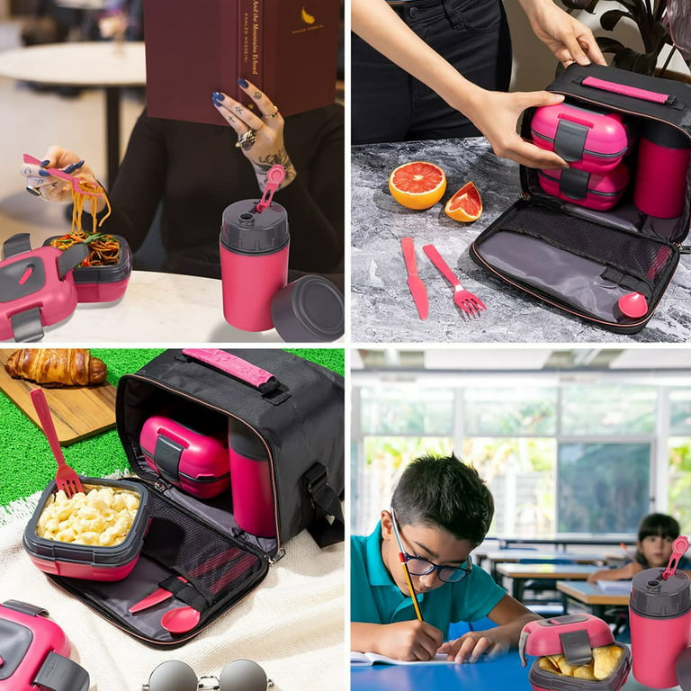 Lunch Box Bag Set for Adults and Kids ~ Pinnacle Insulated Leakproof Thermal Lunch KitLunch BagThermo bottle2 Lunch Containers with New Heat Release