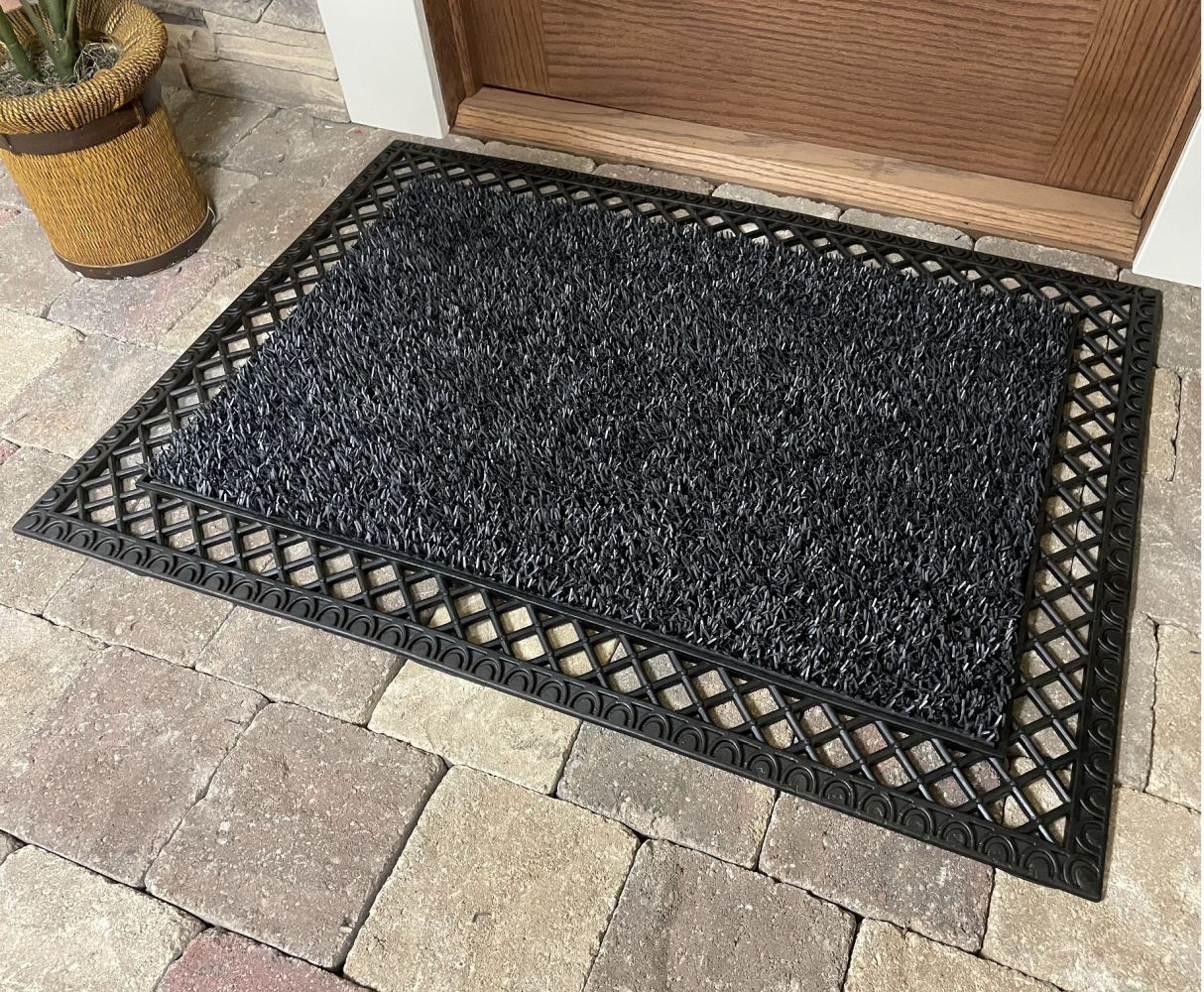 Clean Machine French Quarter Framed AstroTurf Scraper Doormat 23.5 x 35.5 inch Flint Gray Outdoor Use