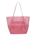 thumbnail image 4 of Bolsa de playa familiar plegable de nailon con bolsillos para artículos esenciales de vacaciones para mujeres y hombres. Rosa, 4 of 8