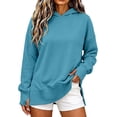 thumbnail image 2 of Enjoytime Hoodies for Women Long Sleeve Solid Color Side Slit Sweatshirt Fall Winter Soft Casual Pullover Hoodie, 2 of 6
