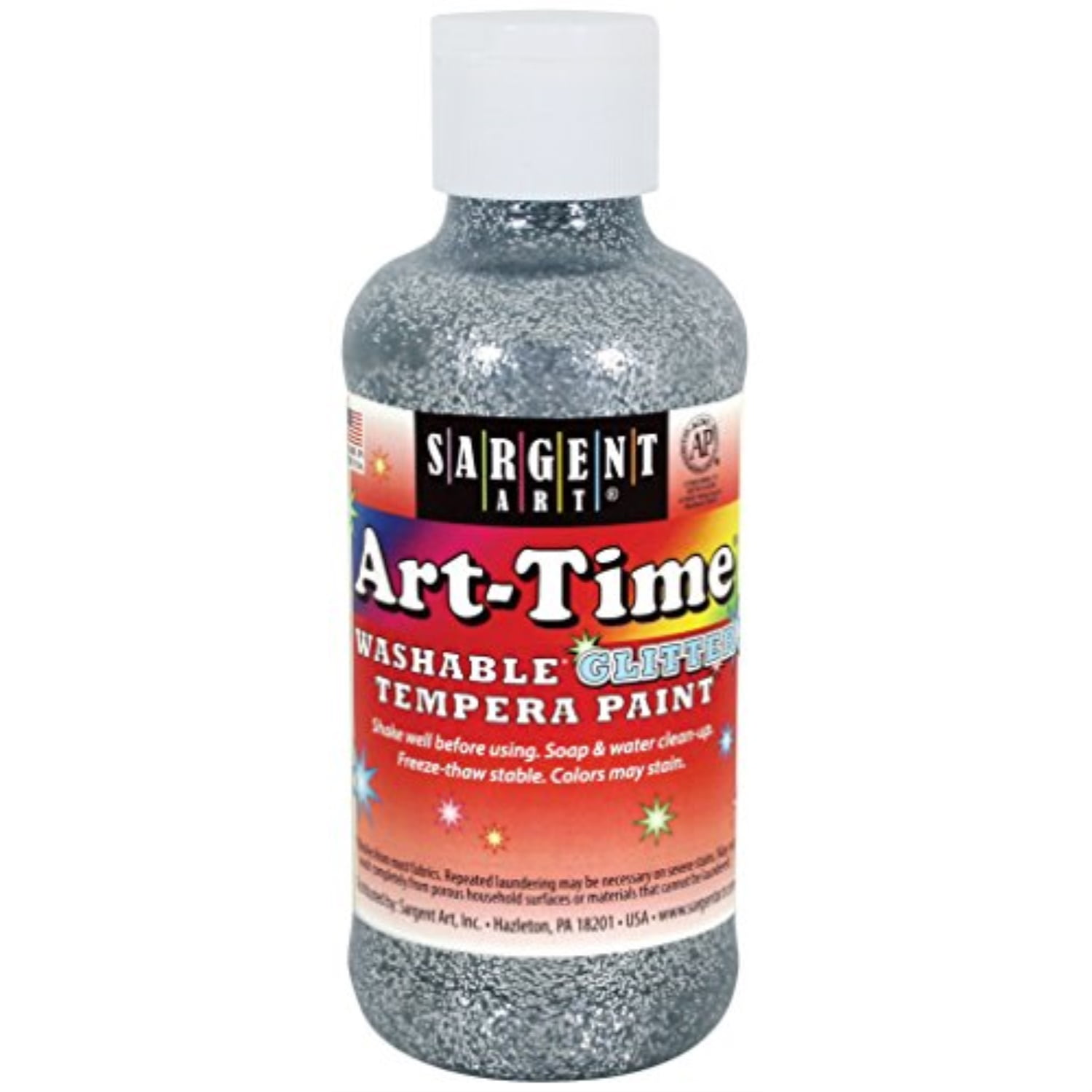 sargent art 173982 8 ounce arttime silver washable glitter tempera