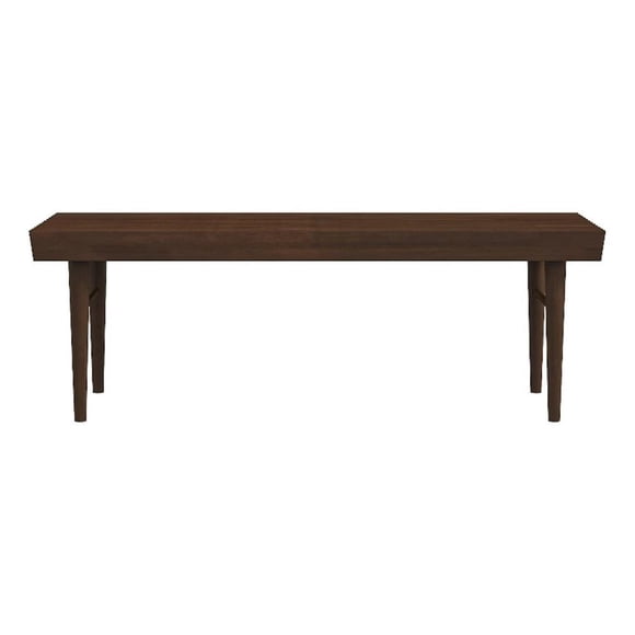 Allora Mid-Century Solid Teak Wood Rectangular Bench in Walnut