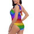 thumbnail image 5 of Yiaed Colorful Glitter Rainbow Print Women One Piece Swimsuits Tummy Control One Shoulder Bathing Suits Pattern Ruffle Swimwear-XX-Large, 5 of 8
