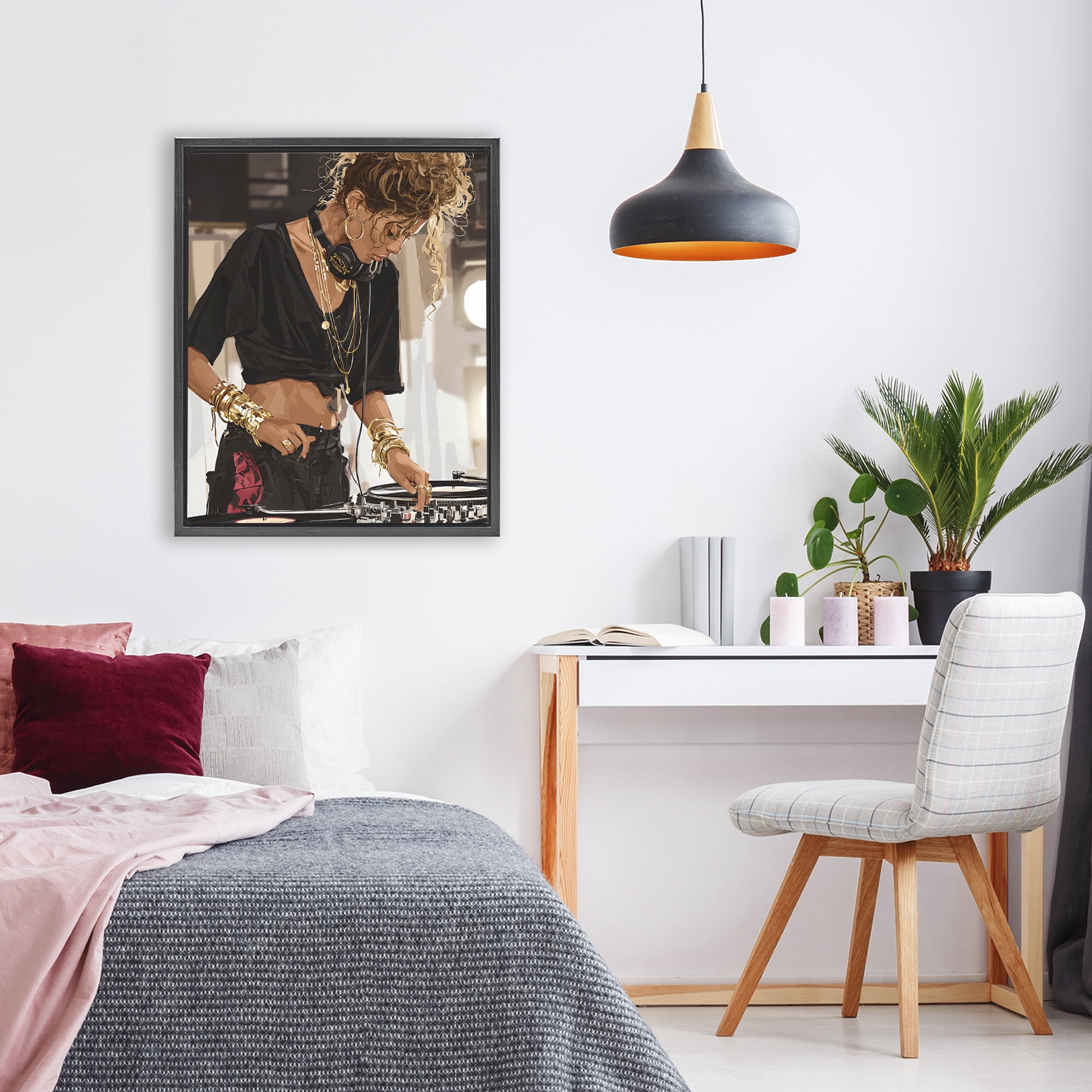 Stupell Industries Speaking Through Music DJ Black Framed Floater Canvas Wall Art, design by Franklyn Gregory