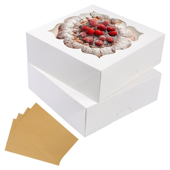 20 Pack 9x9x3 Inch Bakery Boxes with Window, Pie and Cake Boxes for Cookies, Donuts, Chocolate Covered Strawberries（White）
