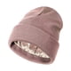 thumbnail image 2 of Gorro de punto de invierno con forro de satén y diseño con puños, suave, unisex Rosa, 2 of 6