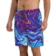 thumbnail image 2 of Adobk Swirl Print Blue Purple Print Men's Swim Trunks Hawaiian Bathing Suit Swimsuits Beach Shorts with Pockets-XX-Large, 2 of 6