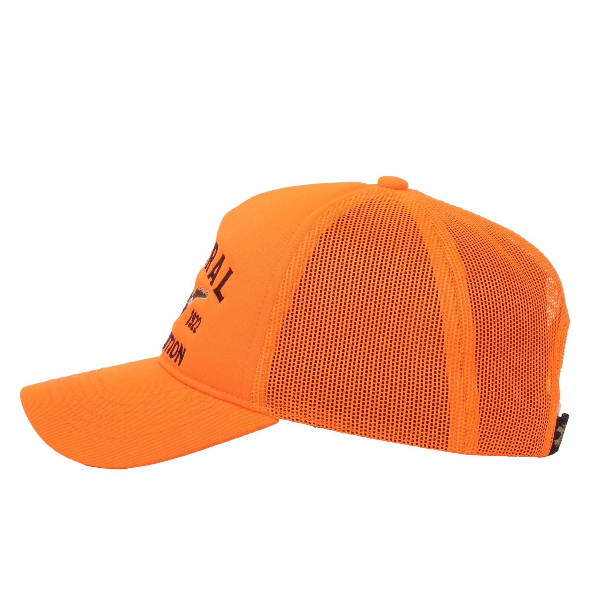 Federal Ammunition Structured 5-Panel Trucker Hat – Blaze Orange Embroidered Eagle Logo Meshback Cap, One Size