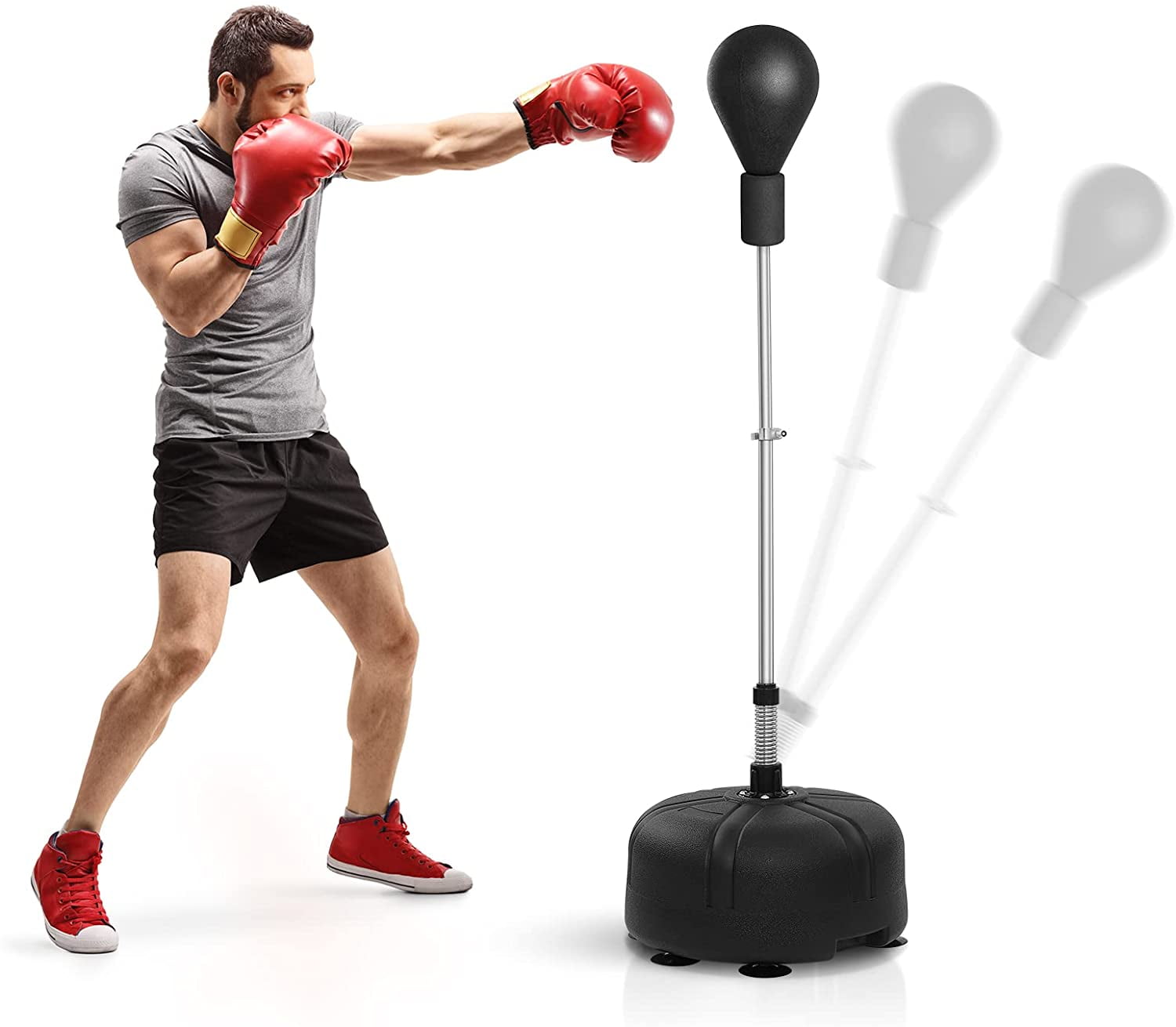 Strong Suction Cup Base Adjustable Boxing Speed Ball for Adult & Kid Freestanding Heavy Stand Punching Bag Portable Training Target Stress Relief & Fitness 