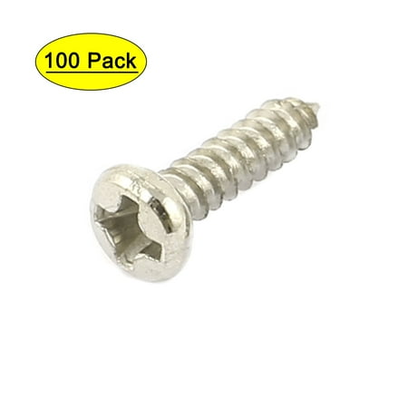 

100Pcs M2.5 x 10mm Stainless Steel Round Head Self Tapping Screws Bolts