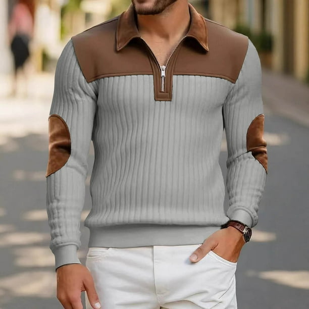 Ceisia Men Color Block Long Sleeve Zipper Casual Daily Outdoor Versatile Gift Fashion Athletic Top