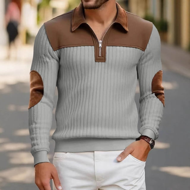 Ceisia Men Color Block Long Sleeve Zipper Casual Daily Outdoor Versatile Gift Fashion Athletic Top