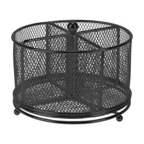 Qiweii Metal Rotating Cutlery Rack 4 Compartments Cutlery Organizer Restaurant Kitchen Table Rotating Utensil Rack for Forks Knives Spoons