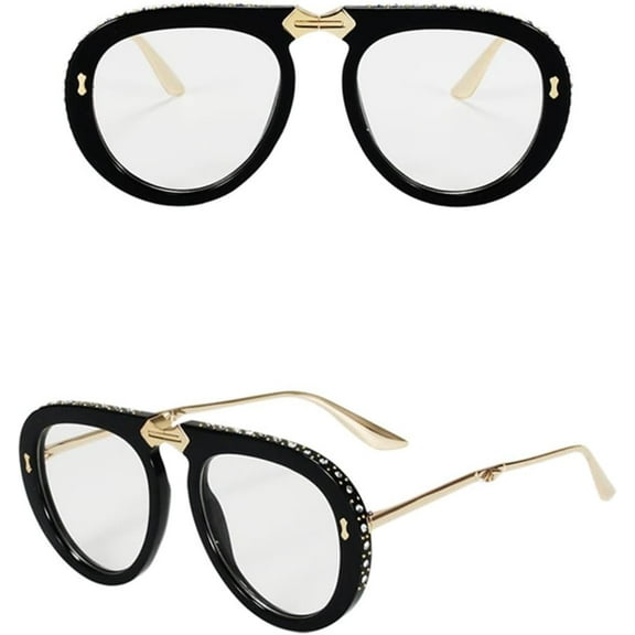 Vintage folding sunglasses women crystal oversize clear eyeglasses sun glasses men shades