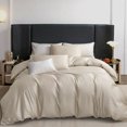 thumbnail image 2 of MooMee Duvet Cover Set Queen 600-TC 100% Extra Long-Staple Cotton Sateen Silky Smooth Luxury (Beige), 2 of 7