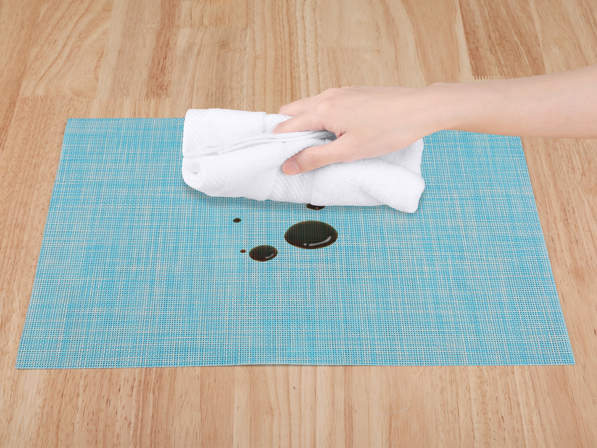 Unique Bargains 8 Pack Washable Placemats for Table Decor Wipeable Place Mat Blue 18x12in