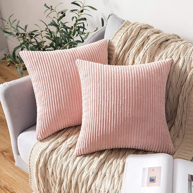 Juego de 2 Fundas de Cojines Decorativas,45x45cm Rosa,Funda de Almohada Suave para sofá acanalada para el hogar,salón,Dormitorio,Click Clack