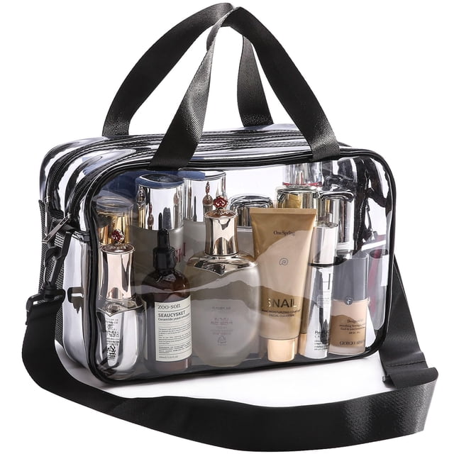 Neceser transparente Officentra para mujer con correa para el hombro