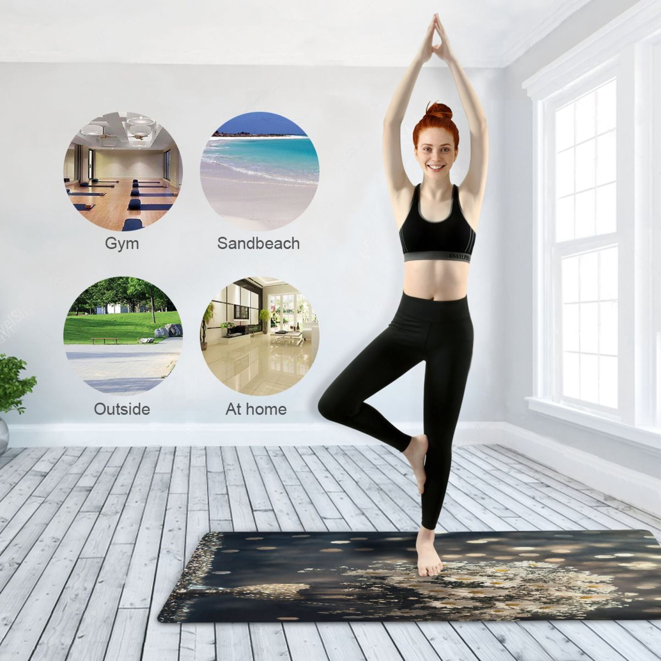 BZSMCE Yoga Mat Women Bouquet Of Daisies in Vase Fitness Mat
