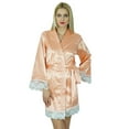 thumbnail image 1 of Bimba Women Kimono Sleeve Satin Short Robe Bride Bridesmaid Lace Robes Coverup, 1 of 4