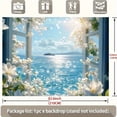 thumbnail image 4 of Window Landscape Backdrop Ocean Natural Scenery Window Sea View Photography Background White Flower Cloud Blue Sky Mountain Luau Party Decorations Banner Supplies Photo Booth Props, 4 of 4