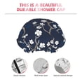 thumbnail image 5 of Kdxio Cherry Blossoms on Navy Background Print Shower Cap for Women,Elastic and Reusable,Double Waterproof Layers Bathing Hat, 5 of 9