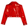 thumbnail image 3 of Doomiva Kids Girls Metallic Motorcycle PU Jacket Sparkly Zip Up Moto Biker Coat Outwear Boys Dancewear Streetwear Red 14, 3 of 6