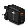 25W PD QC3.0 Teléfono móvil Carga de pared USB Tipo C Cargador rápido (Negro Reino Unido)