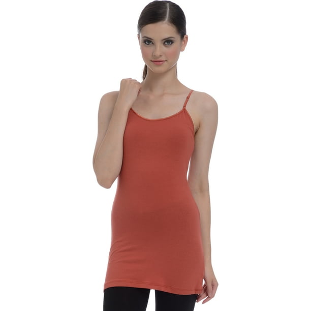 PacificPlex Extra Long Shelf Bra Cotton Cami Tank Top