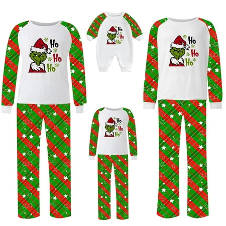 

TKing Fashion Grinch Christmas Pajamas Set Soft Comfy Matching Family Christmas Pajamas Pants Christmas Family Clothes for Women Christmas Gift for Family Baby 3 Months