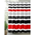 thumbnail image 2 of Shower Curtains for Bathroom-72"x72", Red Black Grey Stripes Waterproof Bath Curtain Grommet Shower Curtain Set with Hooks, Modern Geometric Pattern Washable Bath Accessories, 2 of 6