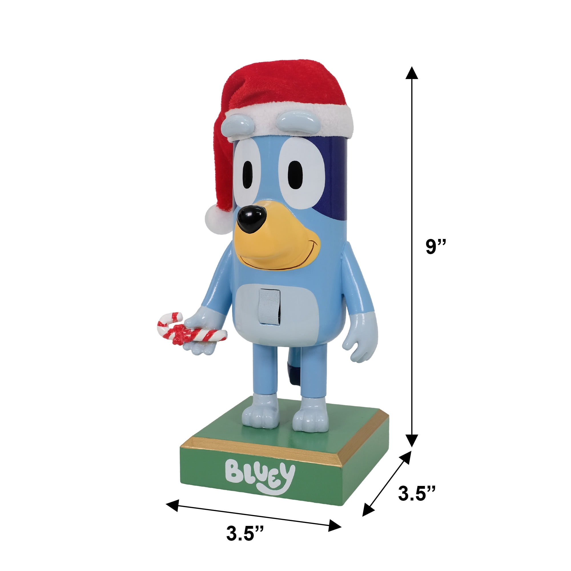 Bluey 8.5 Inch Nutcracker with Santa Hat and Candy Cane