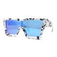thumbnail image 1 of Colored Mirror White Marble Frame 80s Robotic Shield Sunglasses Blue Mirror, 1 of 4
