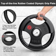 GIKPAL 20lb Weight Plate 2 inch Rubber Coated Olympic Weight Plate for Strength Training & Weightlifting in Home Gym, Solid Cast Iron Bumper Plates for Barbell