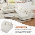 thumbnail image 4 of 129" Oversized Sectional Couch, U-shaped Sofa with Chaise Lounge,5 Seater Modern Upholstered Sofa with Curved Armrests, Modular Deep Seat Sofa for  Living Room, Beige, 4 of 10