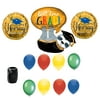 Hooray Well Done Grad Cap Sloth Trendy Graduation 11pc Balloon Pack, Gold Multi