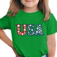 thumbnail image 2 of SGFCWSX Girls T-Shirts Short Sleeve 4th of July USA American Flag Print Patriotic Graphic Tees Green Size 5-6 Years, 2 of 6