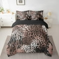 thumbnail image 2 of Castle Fairy Abstract Splash 7 Pieces Bedding Comforter Set for Teens Women Men,Animal Cheetah Zebra Print Full Bedding Set Lightweight,Black Brown Fitted Sheet Flat Sheet,Lightweight Room Decor, 2 of 8