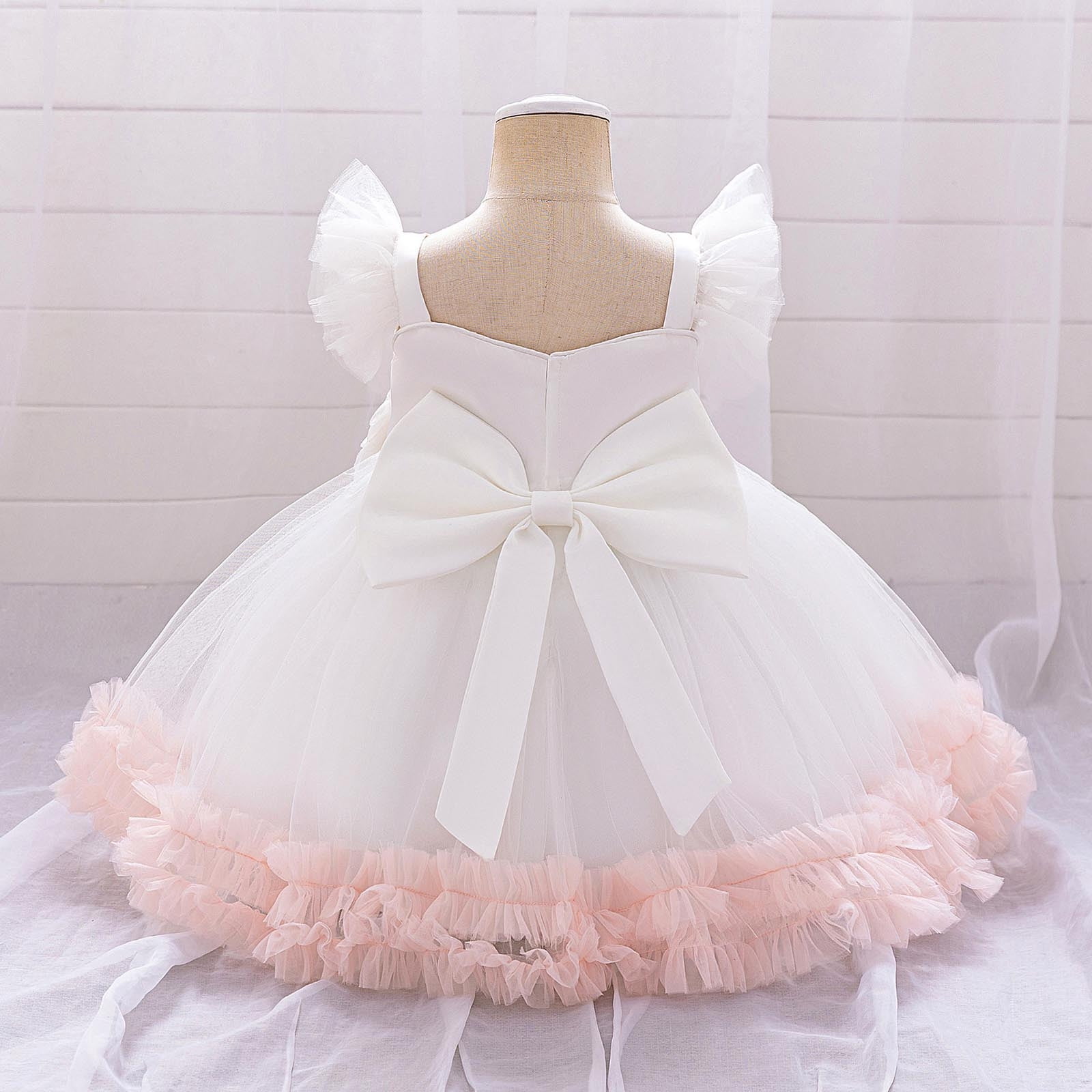 Sequins Prom Dresses for Girls Tulle-Tutu 6M-3Y Toddlers Kids Cute Cap Sleeve Floral High Waisted A-Line Solid Evening Party Dress 2025