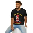 thumbnail image 7 of Hen Look Calm Novelty Apparel Pecked You 3 Times Unisex Softstyle T-Shirt, 7 of 7