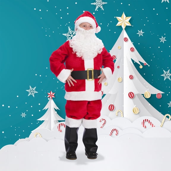 The Costume Center 7-Piece Child's Plush Christmas Santa Suit Little Helper - Child Size Large