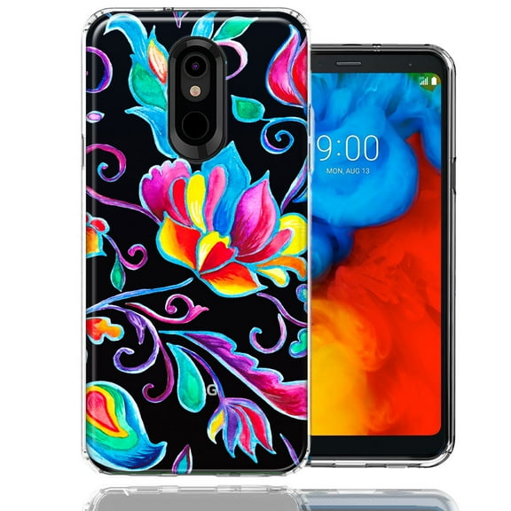 MUNDAZE Case For LG Stylo 5 Bright Colors Rainbow Water Lilly Floral Phone Cover