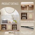 thumbnail image 5 of Shoe Bench, Entryway Storage Bench with Doors, Cushion, 2-Tier Shoe Rack with 6-Cubby, 39.4”L x 13.8”W Shoe Organizer Cabinet, Adjustable Shelf, Living Room, Bedroom, Natural with Rattan, 5 of 18