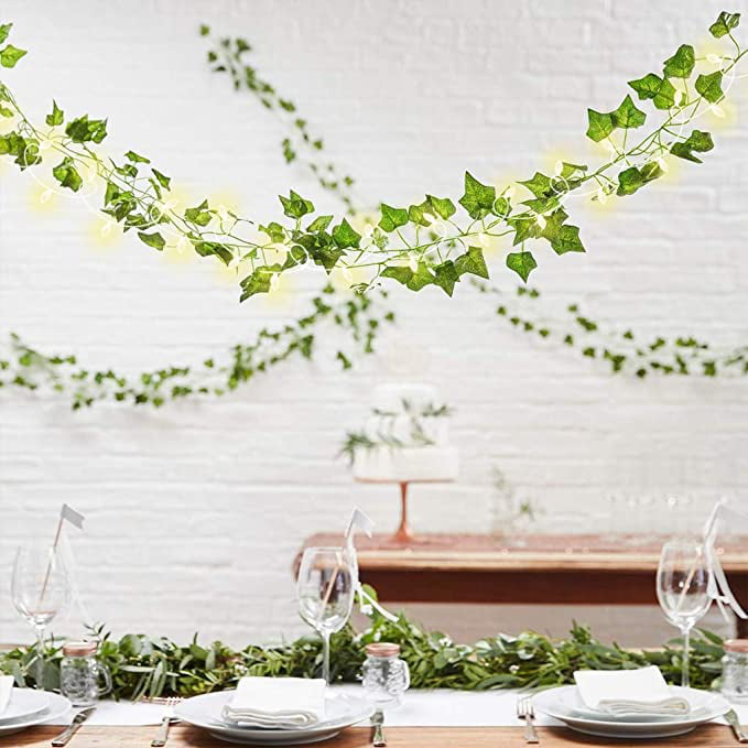210cm Artificial Hanging Christmas Garland with Vine Leaves - Green  Decoration for Home, Wedding, Party and Garden – pocoro