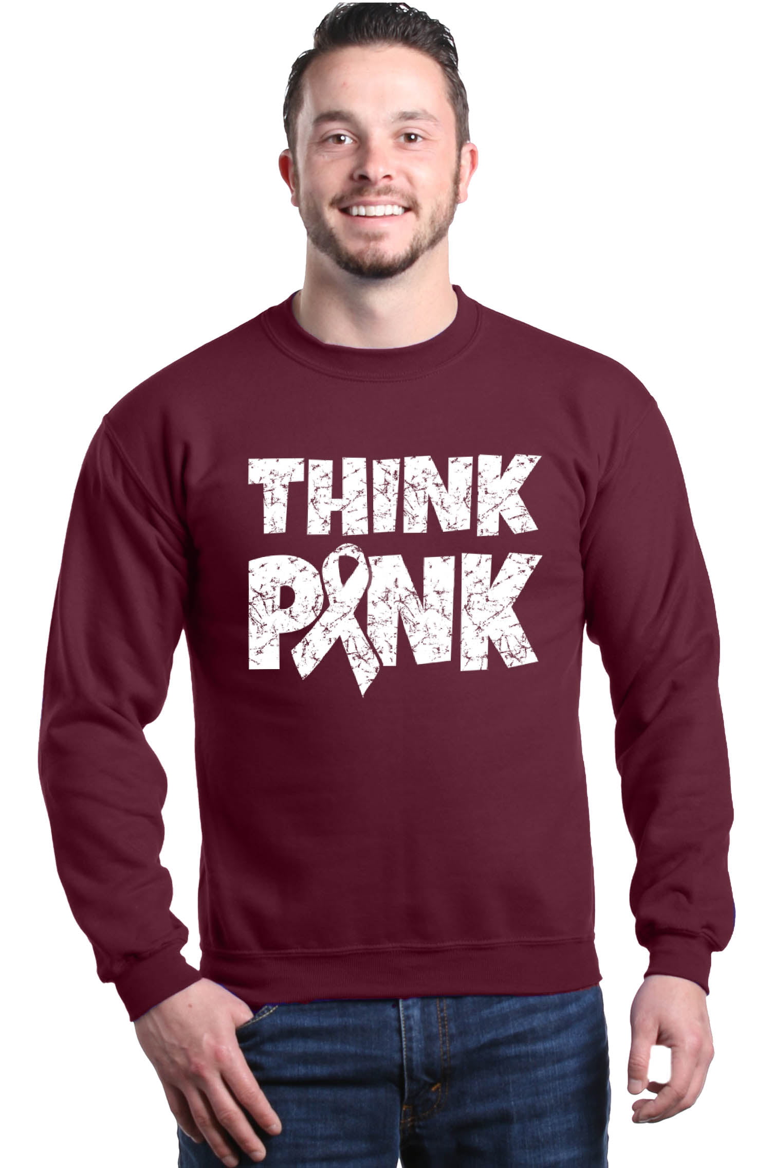 Think Pink Breast Cancer Awareness Pink Unisex Crewneck Sweater