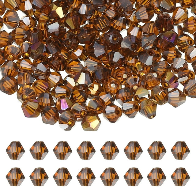 Cuentas de cristal en forma de bicono Uxcell de 4 mm, 400 piezas, cuentas facetadas de vidrio para hacer joyas, ámbar