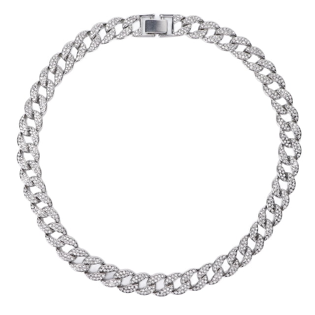 Cadena de eslabones cubanos de aleación, collar de diamantes de imitación exquisitos a la moda, accesorio de joyería, regalo para hombres y mujeres, 20 pulgadas
